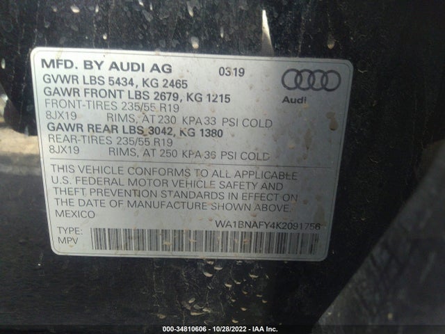 WA1BNAFY4K2091756 Audi Q5 Premium Plus