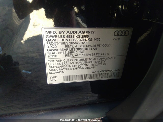 2022 Audi Q7, VIN: WA1LXBF72ND017482