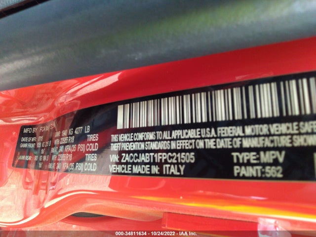 2015 Jeep Renegade, VIN: ZACCJABT1FPC21505