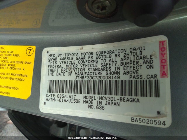 Lexus ES 300 2002 JTHBF30G720008149 Image 10
