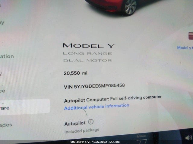 Tesla Model Y Long Range 2021 5YJYGDEE6MF085458 Image 9