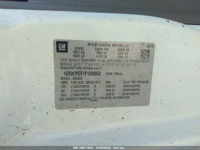 2015 GMC Savana, VIN: 1GTW7FCF7F1903662