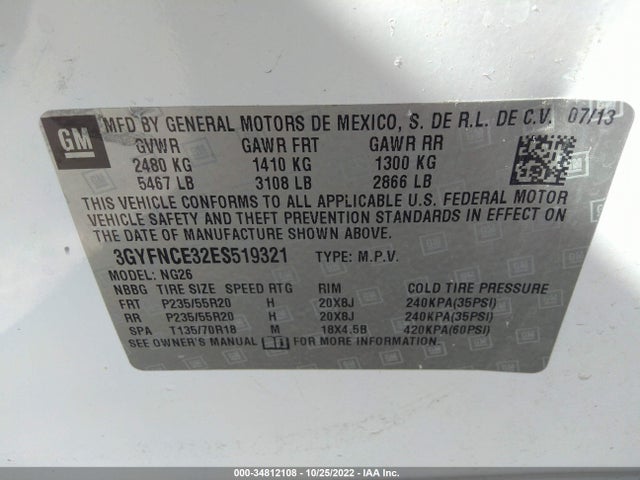 2014 Cadillac SRX, VIN: 3GYFNCE32ES519321