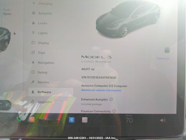 Tesla Model 3 Range Battery 2018 5YJ3E1EA9JF047858 Image 7