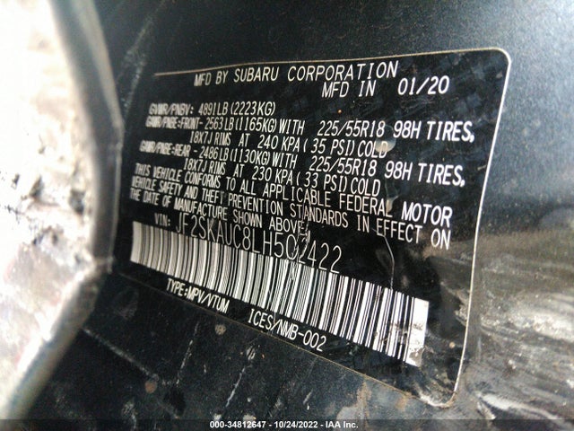 2020 Subaru Forester, VIN: JF2SKAUC8LH502422