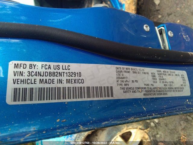 2022 Jeep Compass, VIN: 3C4NJDBB2NT132910
