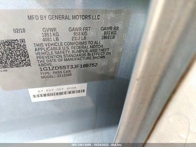 Chevrolet MALIBU LT 2018 1G1ZD5ST3JF189752 Image 9