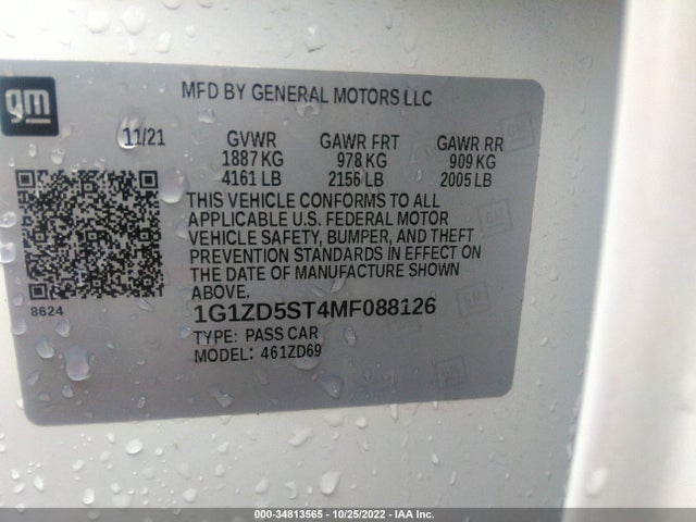 Chevrolet MALIBU LT 2021 1G1ZD5ST4MF088126 Image 9