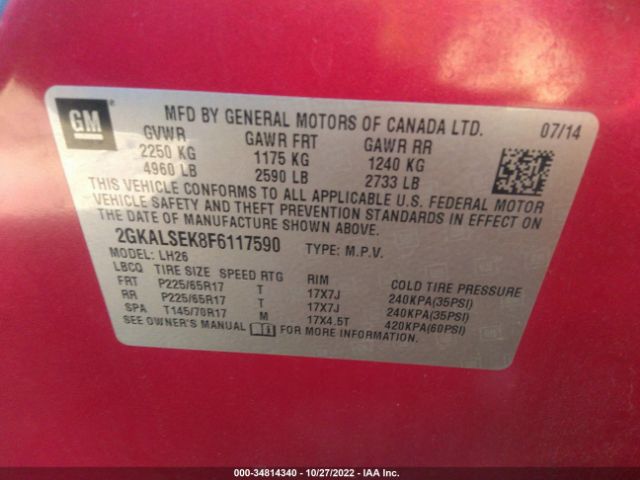 2GKALSEK8F6117590 GMC Terrain Slt