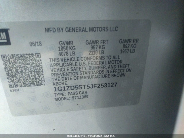 Chevrolet MALIBU LT 2018 1G1ZD5ST5JF253127 Image 10