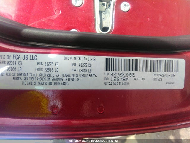 2C3CCAEGXLH108551 Chrysler 300 Limited