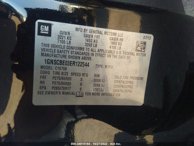 Chevrolet Tahoe Lt 2014 1GNSCBE03ER122544 Image 10