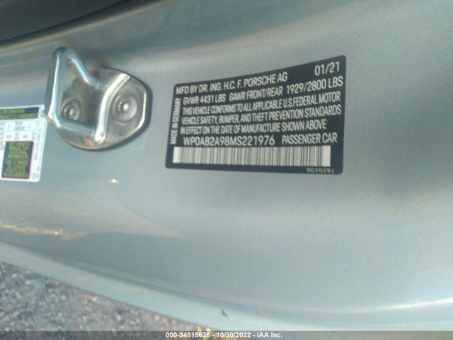 2021 Porsche 911, VIN: WP0AB2A98MS221976