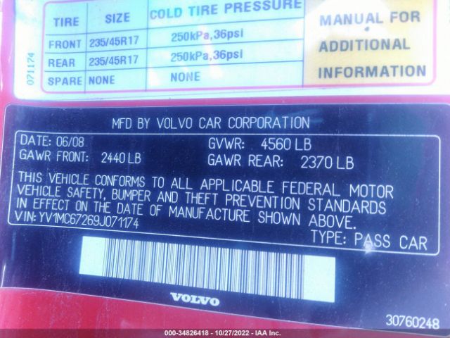 YV1MC67269J071174 Volvo C70