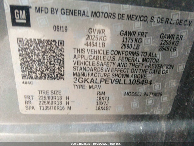 2020 GMC TERRAIN SLT VIN: 3GKALPEV9LL105494