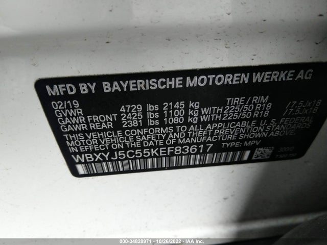 2019 BMW X2, VIN: WBXYJ5C55KEF83617