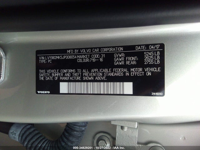 2018 Volvo S90, VIN: LVY982MK5JP008054
