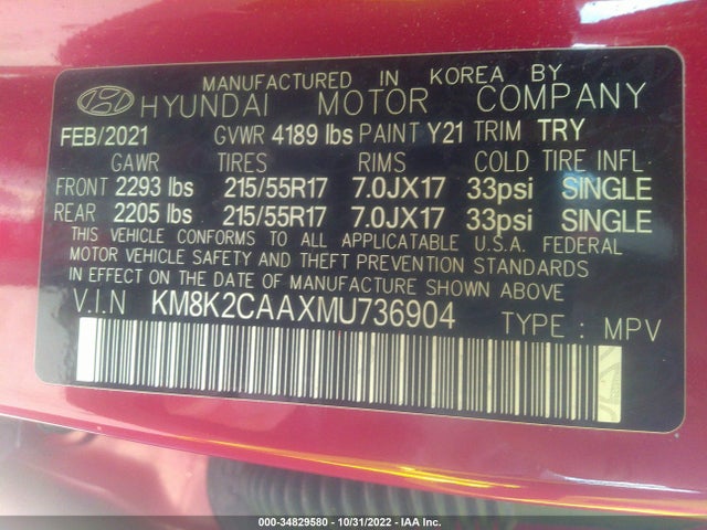 Hyundai Kona Sel 2021 KM8K2CAAXMU736904 Image 10