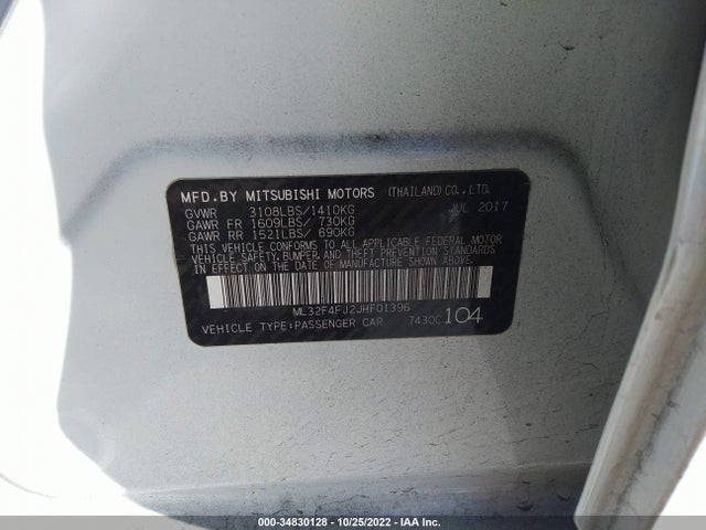 ML32F4FJ2JHF01396 Mitsubishi Mirage G4 Se