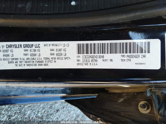 2014 DODGE AVENGER SE VIN: 1C3CDZAG6EN218248