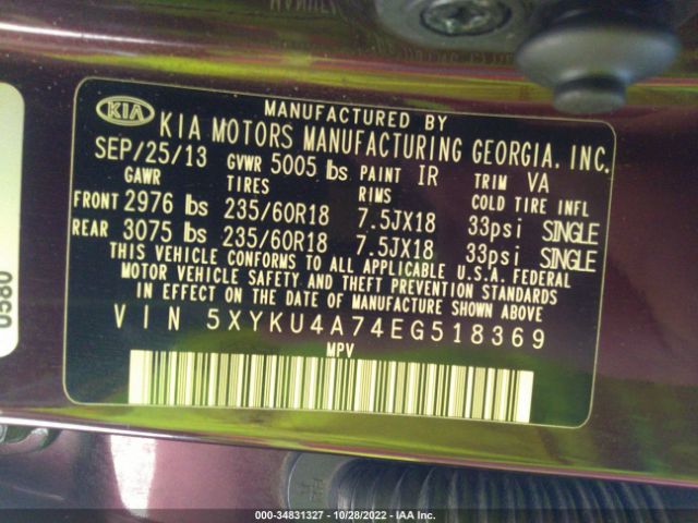 5XYKU4A74EG518369 KIA SORENTO EX