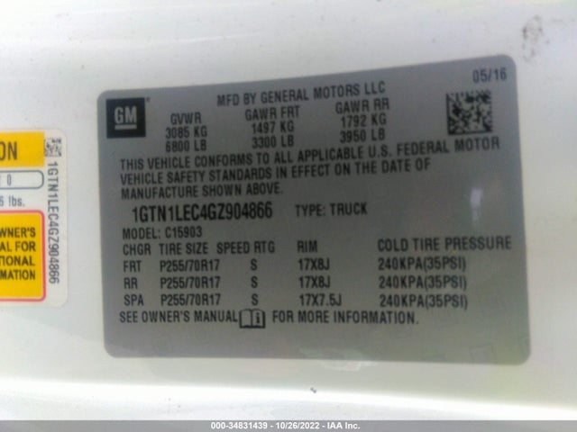 GMC SIERRA 1500 2016 1GTN1LEC4GZ904866 Image 9