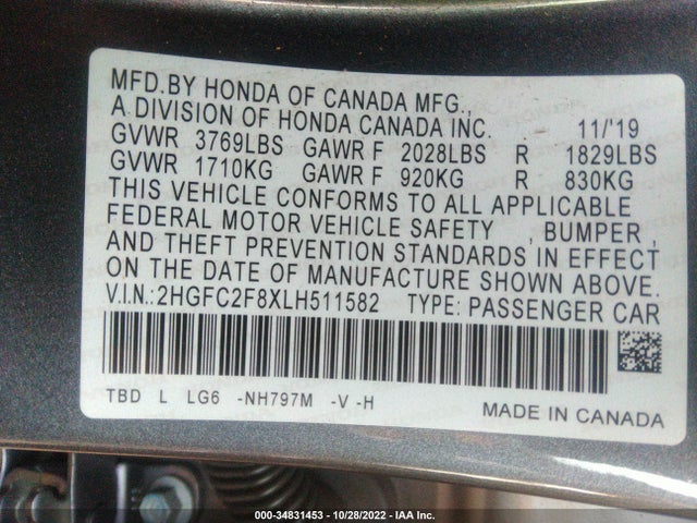 Honda k20c2 2020 2HGFC2F8XLH511582 Image 22
