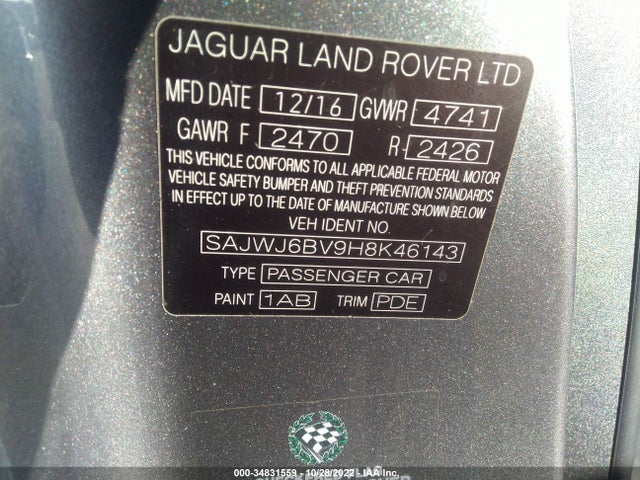 2017 Jaguar F-TYPE, VIN: SAJWJ6BV9H8K46143