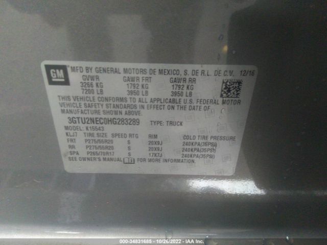 3GTU2NEC0HG283289 GMC Sierra 1500 Slt