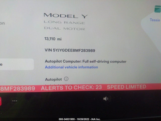 2021 Tesla Model Y, VIN: 5YJYGDEE8MF283989