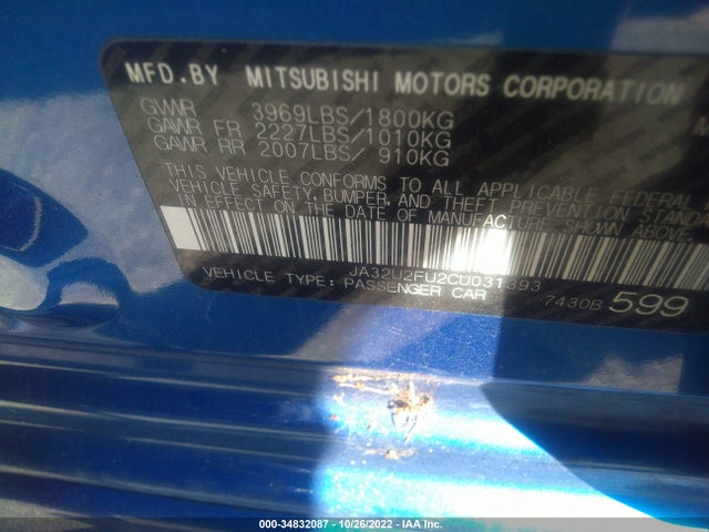 JA32U2FU2CU031393 Mitsubishi LANCER ES