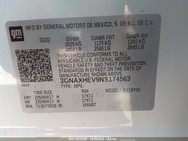 Chevrolet EQUINOX LS 2022 3GNAXHEV9NS174563 Image 9