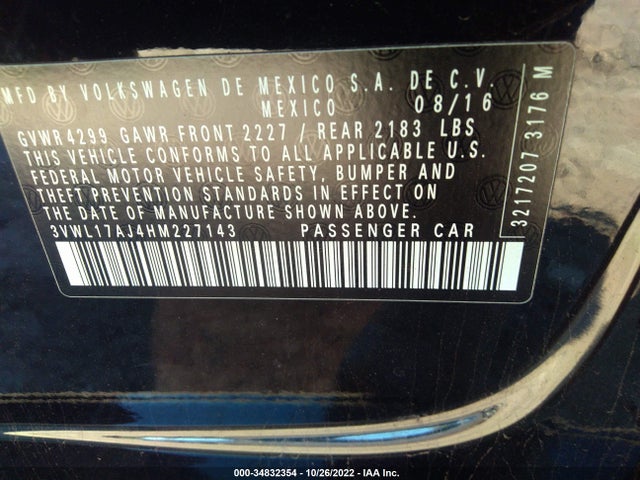 3VWL17AJ4HM227143 Volkswagen Jetta 1.8t Sel