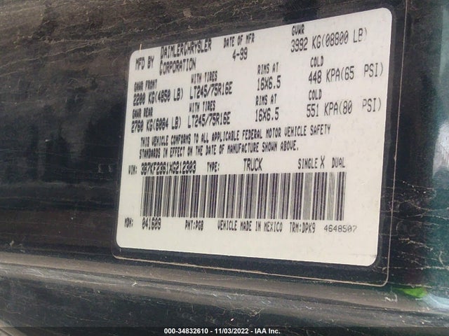 Dodge RAM 2500 1999 3B7KF2361XG212303 Image 10