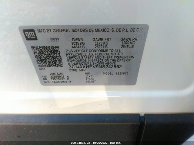 Chevrolet EQUINOX LS 2022 3GNAXHEV9NS242862 Image 9