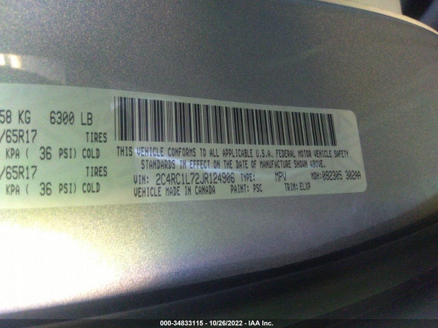 2018 Chrysler Pacifica Hybrid, VIN: 2C4RC1L72JR124906