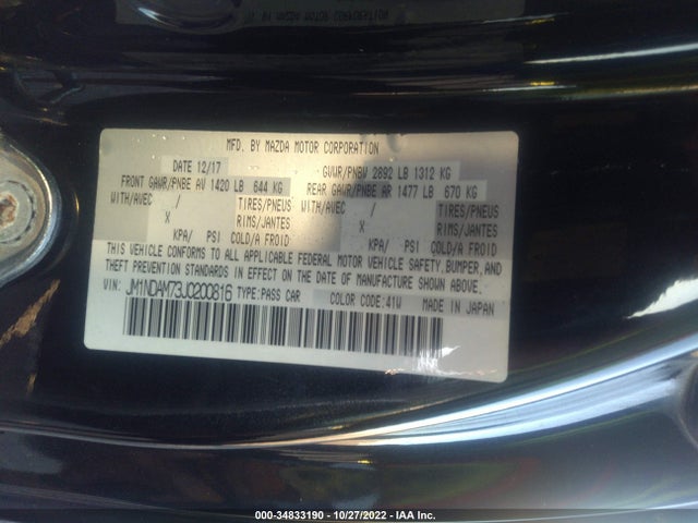 2018 Mazda MX-5 Miata, VIN: JM1NDAM73J0200816