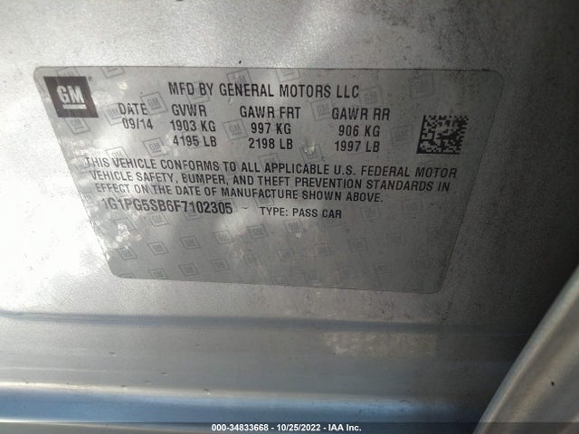 Chevrolet CRUZE LTZ 2015 1G1PG5SB6F7102305 Image 9