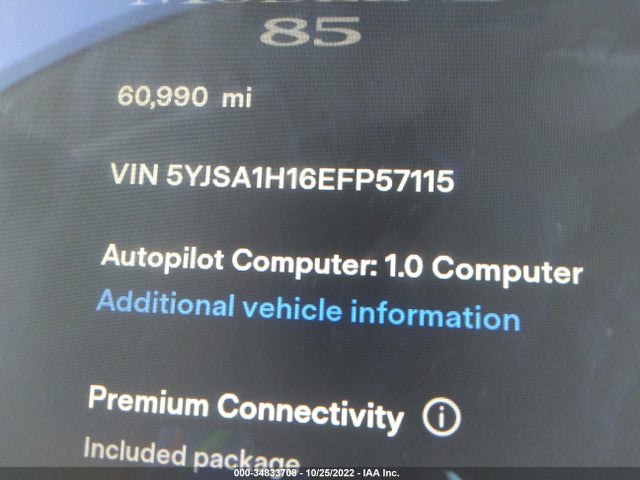 Tesla Model S 60 Kwh Battery/p85 2014 5YJSA1H16EFP57115 Image 8