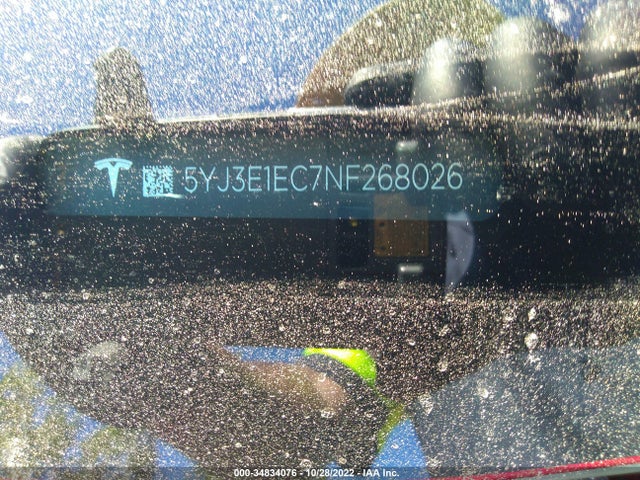 Tesla Model 3 Performance 2022 5YJ3E1EC7NF268026 Image 9