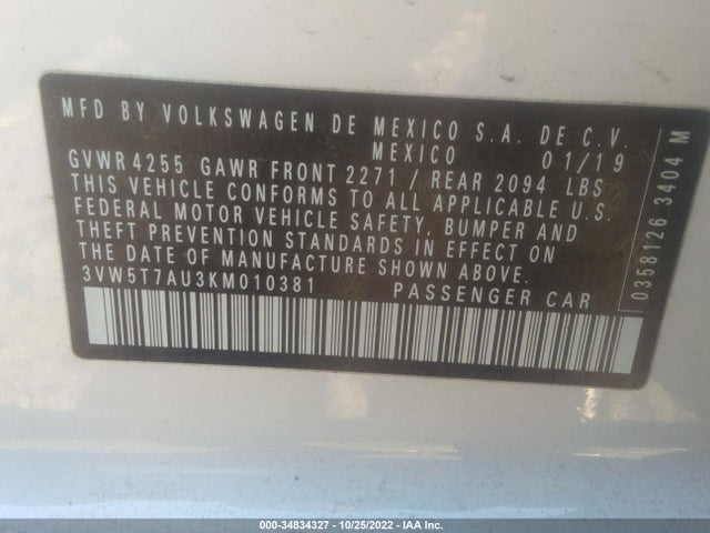2019 Volkswagen Golf GTI, VIN: 3VW5T7AU3KM010381