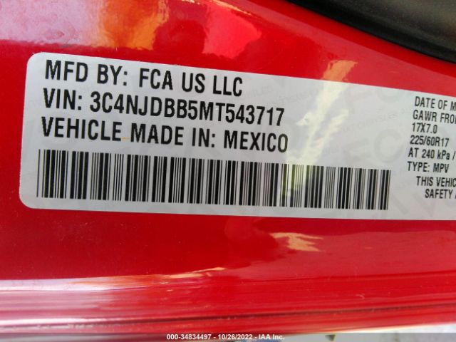 3C4NJDBB5MT543717 Jeep Compass Latitude