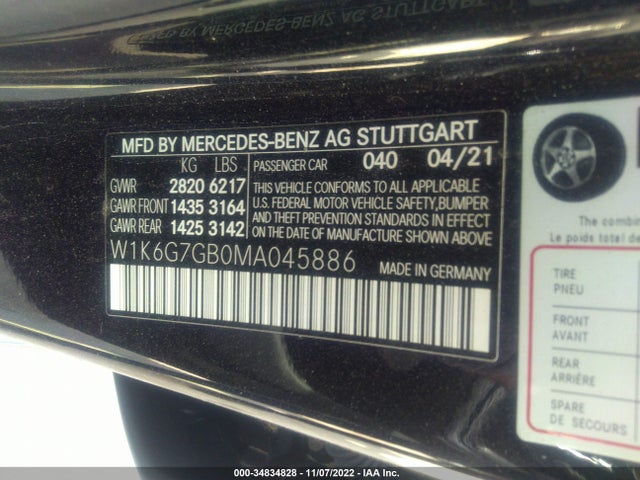 2021 Mercedes-Benz S-Class, VIN: W1K6G7GB0MA045886