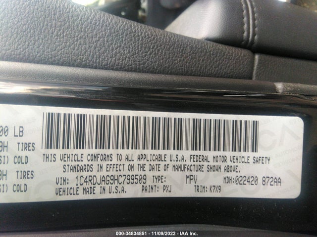 2017 Dodge Durango, VIN: 1C4RDJAG9HC799509