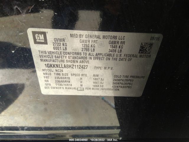 1GKKNLLA8HZ112427 GMC ACADIA SLE