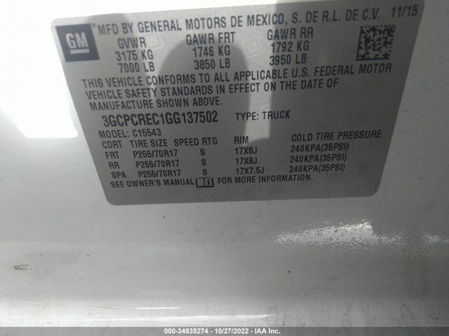 Chevrolet Silverado 1500 Lt 2016 3GCPCREC1GG137502 Image 9