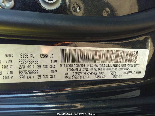 2015 RAM 1500 LARAMIE LIMITED 2.0 VIN: 1C6RR7PT5FS736703