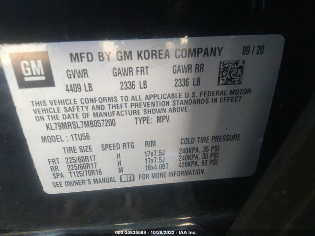 Chevrolet Trailblazer Lt 2021 KL79MRSL7MB057200 Image 9