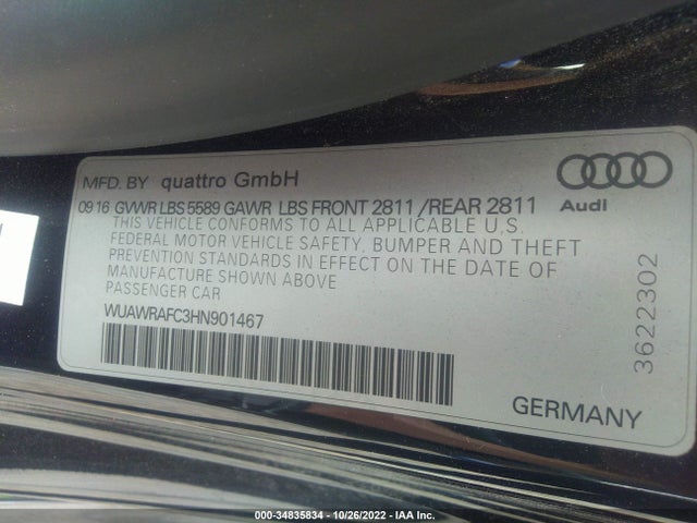 2017 Audi RS 7, VIN: WUAWRAFC3HN901467