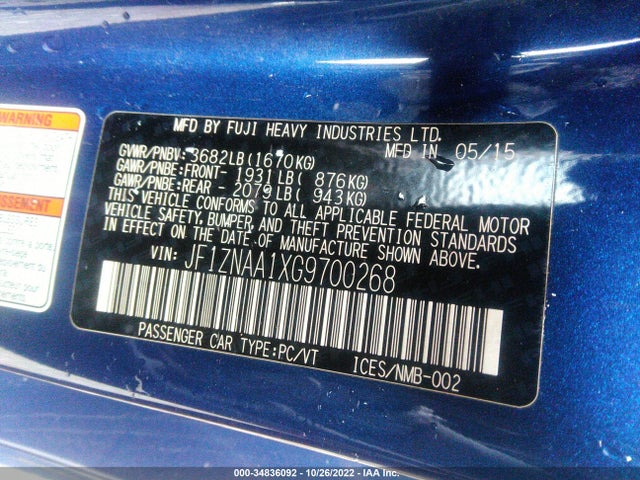2016 Scion FR-S, VIN: JF1ZNAA1XG9700268